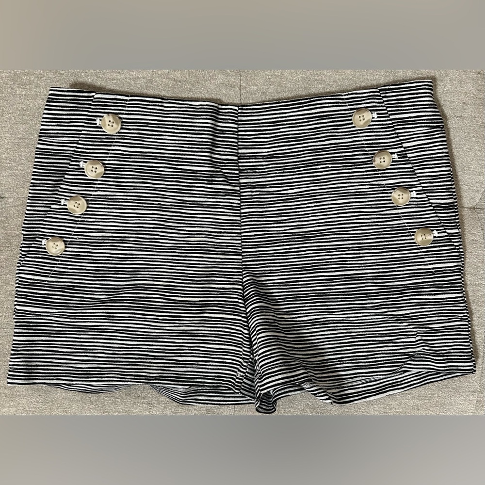 LOFT Black and White Striped High Waist The Riviera Shorts